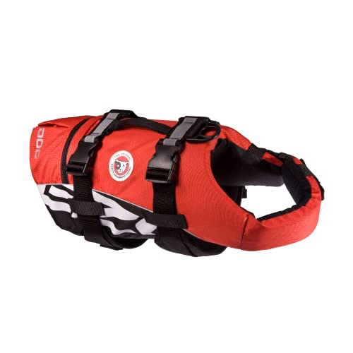 EzyDog LIFE JACKET XL, Hundeschwimmweste in Rot, verstellbare Gurte für sicheren Sitz, geeignet für Hunde von 50-66 cm und über 41 kg
