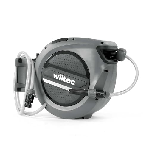 XPOtool Schlauchtrommel, Wand Schlauchbox mit 20m PVC Wasserschlauch, Aufroll-Automatik, 180° schwenkbar, witterungsbeständig
