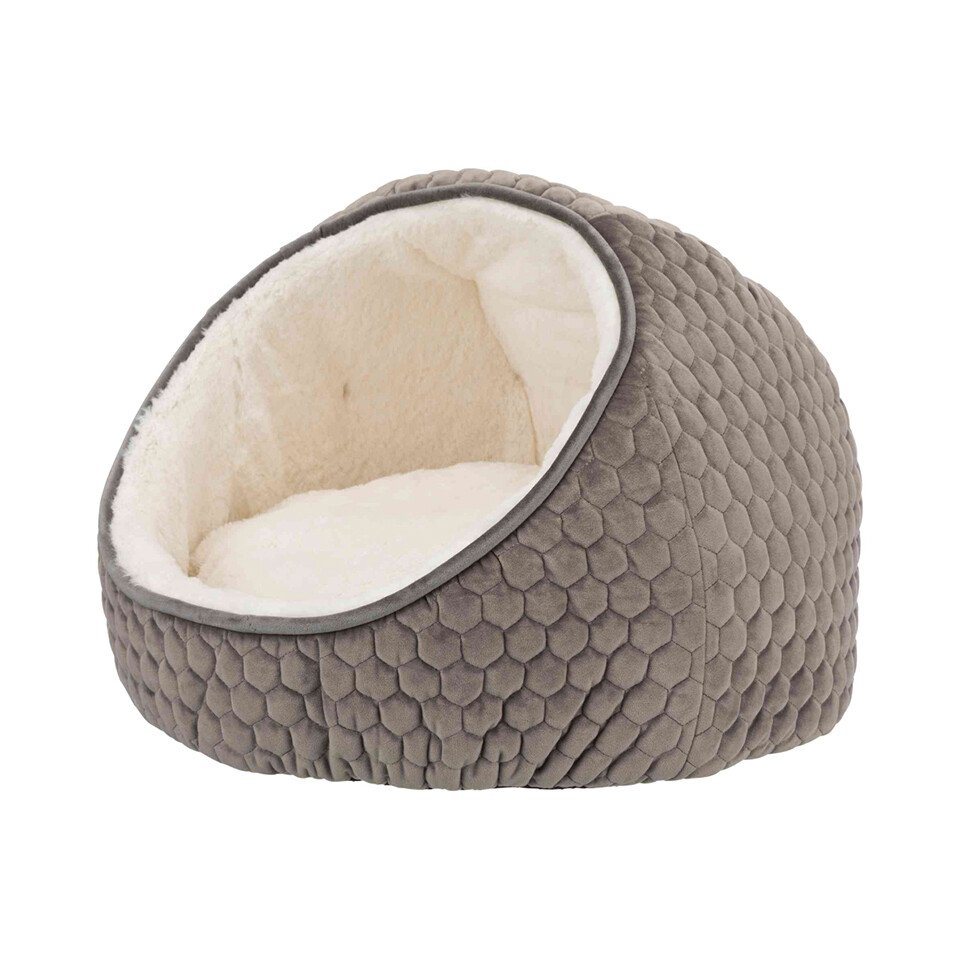 TRIXIE Schlafhöhle Kuschelhöhle Livia, Ø 55 × 45 cm, waschbar bei 40° C, Farbe taupe/creme