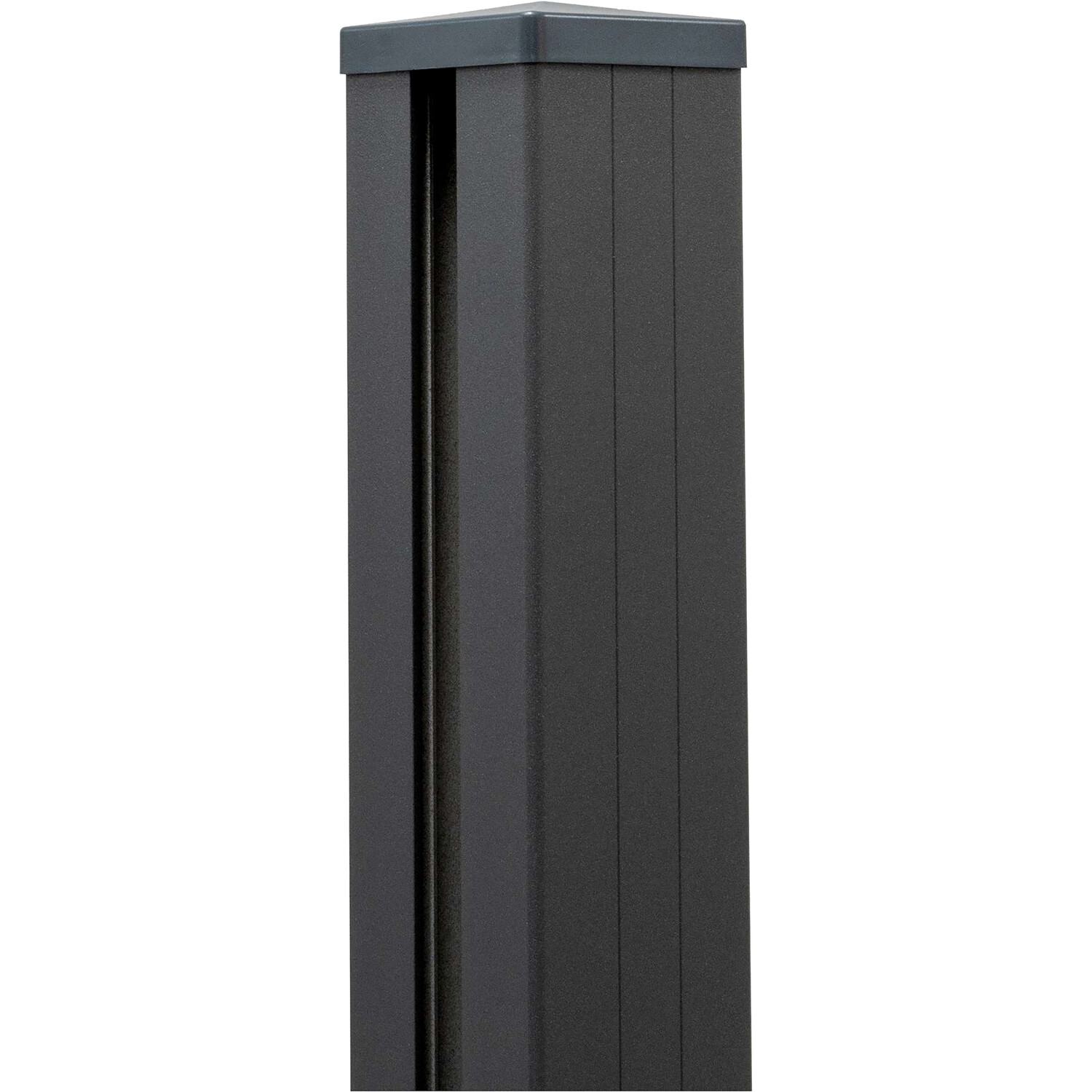 GroJa Pfosten Steckzaun Aluminium, anthrazit, 9 x 9 cm, 150 cm, pulverbeschichtet, inkl. Pfostenkappe, zum Einbetonieren