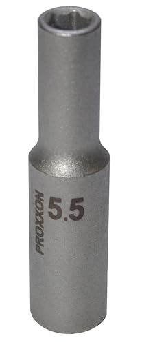 PROXXON INDUSTRIAL Bohrer- und Bitset 23769, 1/4'' Tiefbett-Steckschlüsseleinsatz aus CrV-Stahl, Gesamtlänge 50 mm