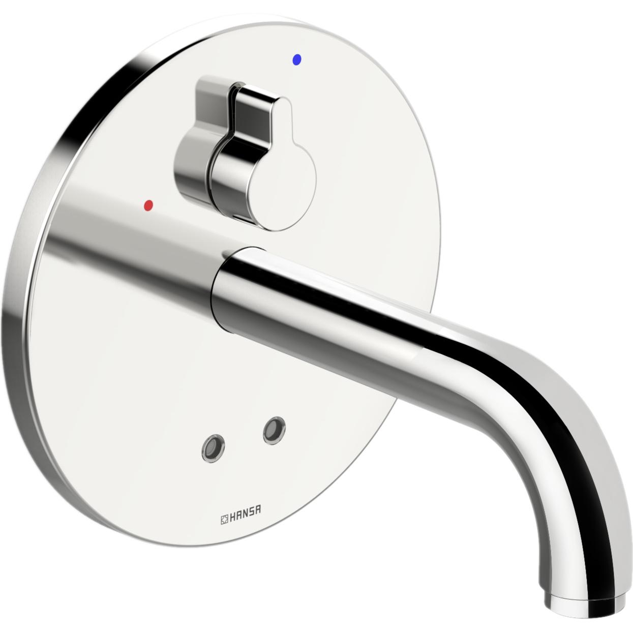 Hansa HANSAELECTRA Waschtischarmatur, berührungslos, Bluetooth-fähig, Ausladung 170 mm, chromfarben, mit Hygienespülung und integriertem Mischventil