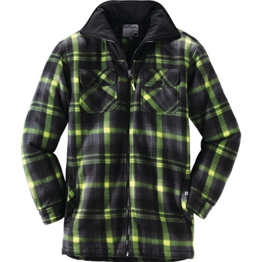 Terrax Arbeitsjacke, Thermohemd Workwear mit Frontreißverschluss, 100 % Polyester, Größe XXXL, schwarz/limette (3XL)