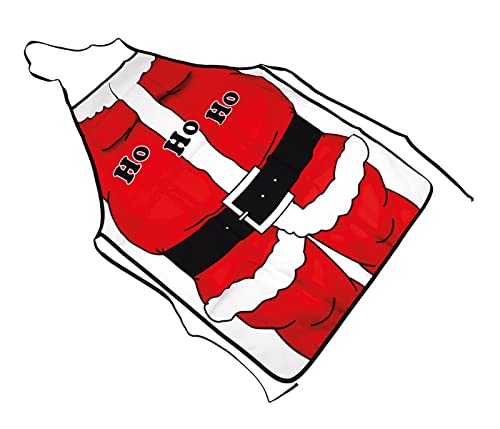 Kochschürze Schürze Weihnachten Weihnachtsmann Backschürze lustig – Rot und Weiß – zum Backen und Kochen (L) 72 cm x (B) 51 cm – Unisex