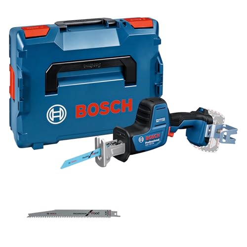 Bosch Professional GSA 18V-24, Akku Säbelsäge mit S922EF & S2345X, kompakt und vibrationsarm, inkl. Leiterhaken-Set und L-BOXX