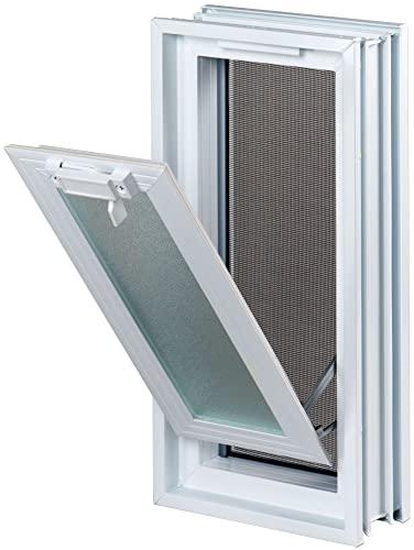 Fuchs Design Lüftungsfenster (189x384x80 mm) Weiß anstatt 2 Glasbausteine im Format 19x19x8 cm – mit Fliegengitter