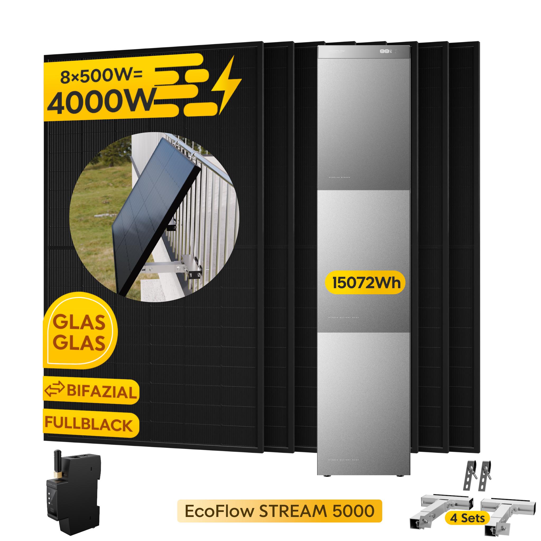 EcoFlow STREAM 5000, 5024Wh Speicher mit 2x EB 5000 Zusatzbatterie, 4x ...