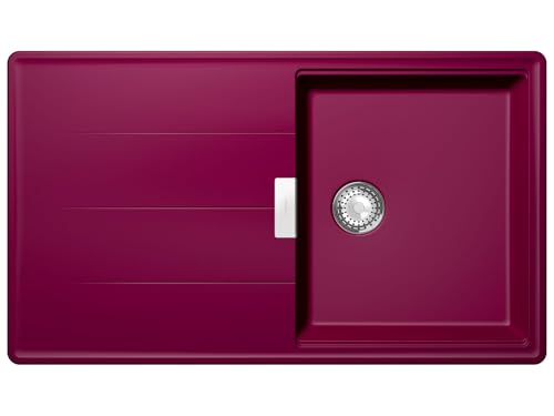 Schock Tia D-100 Berry, hochwertige Küchenspüle 86 x 50 cm aus CRISTADUR mit Abtropffläche für 60 cm Unterschrank-Breite, reversibel