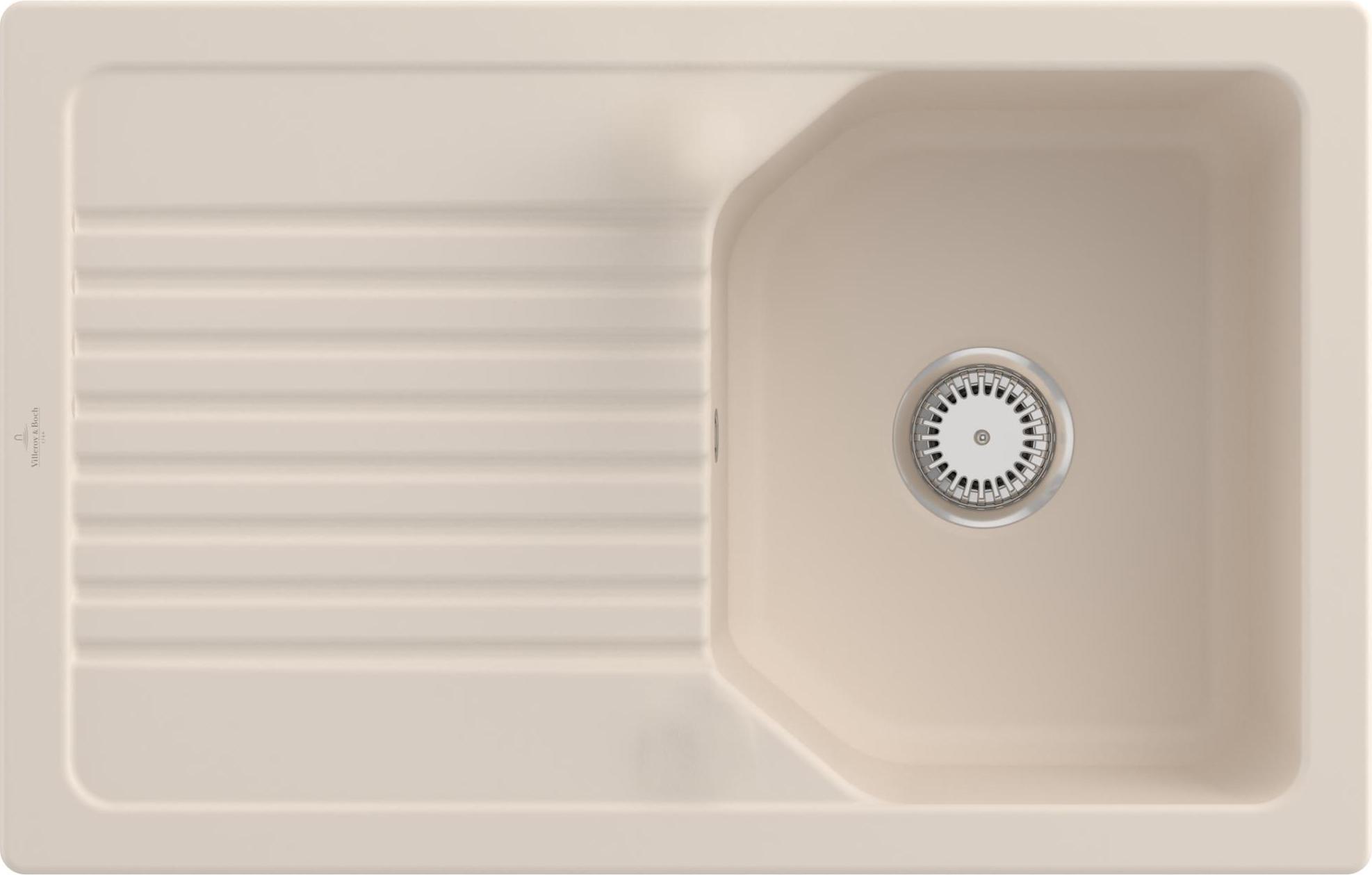 Villeroy & Boch Subway 60, Keramikspüle für Unterschrankbreite ab 60 cm, reversible Einbauoption, Farbe Stone White