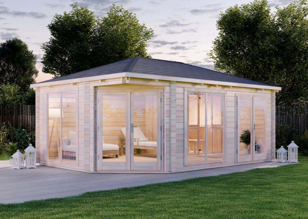 FinnTherm 5-Eck Saunahaus Julia-40 ISO Gartensauna 3 Sitzbänke aus Holz Sauna Wandstärke 40 mm Außensauna - Preisvergleich