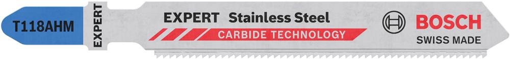 Stichsägeblatt Stainless Steel T 118 AHM Gesamt-L.83mm Zahnt.1,1mm 3 St.-Karte