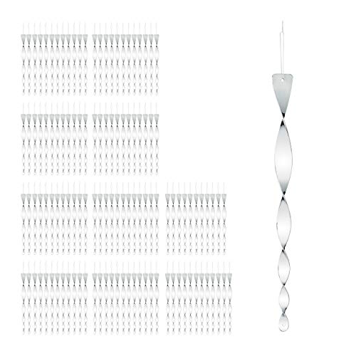 Relaxdays 120 x Vogelabwehr Spirale, reflektierend, Vogelvertreiber Balkon & Garten, Windspirale, 40 cm lang, Vogelschreck, Silber - Preisvergleich