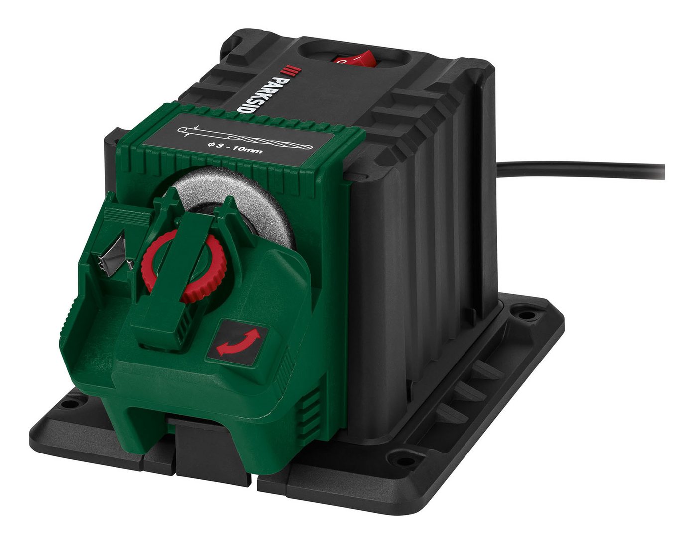 Parkside Schärfstation PSS 65 D1, Schärfgerät mit 3 Aufsätzen für Messer, Scheren und Bohrer, 65 W, diamantbeschichtete Schleifscheiben, ergonomisches Design