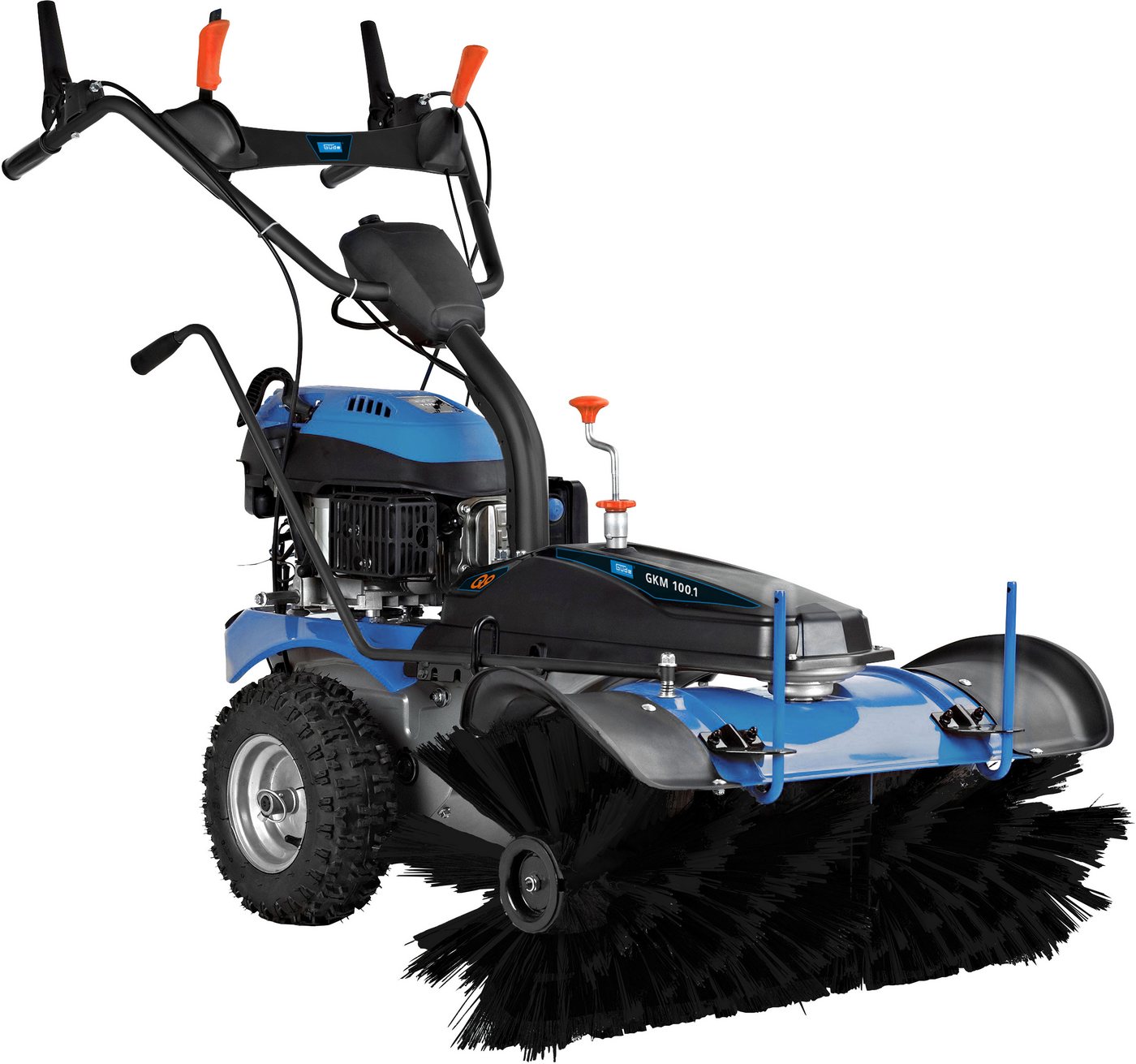 Güte Benzin-Kehrmaschine GKM 100.1, 100 cm Arbeitsbreite, inkl. Motorbesen, Schneeschieber und 72 l Auffangbehälter