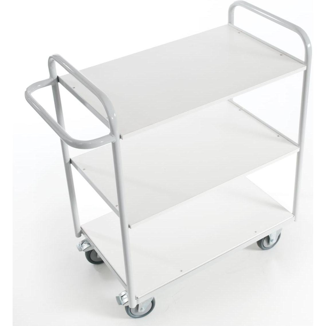 Rollcart Etagenwagen, Transportwagen für Büro und Verwaltung, 150 kg Tragkraft, Lichtgrau, mit Vollgummibereifung