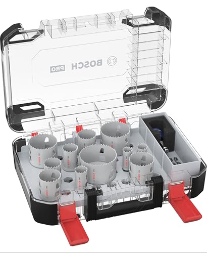 Bosch 14x PRO Multi Material Power Change Plus Lochsäge-Set – Transparentes Etui, für Weichholz und Trockenbauwand, Ø 20-76 mm, Professional Zubehör Bohrmaschine/Schrauber