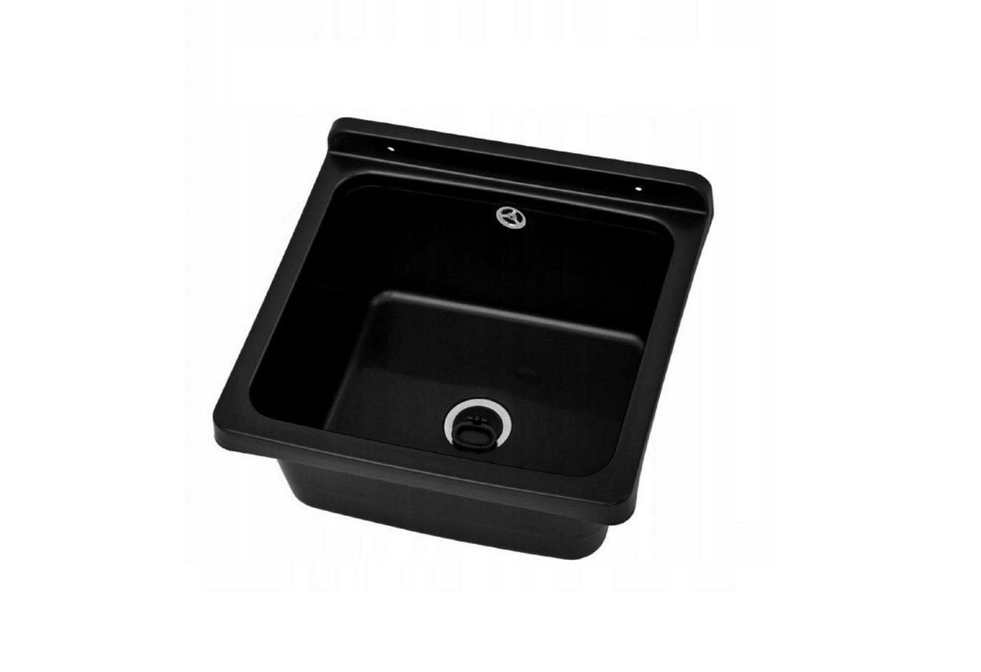 QLS Küchenspüle RIVA, Kunststoff-Spülbecken, 40x38 cm Ausgussbecken für Garten, Garage und Werkstatt, Polypropylen, Weiß