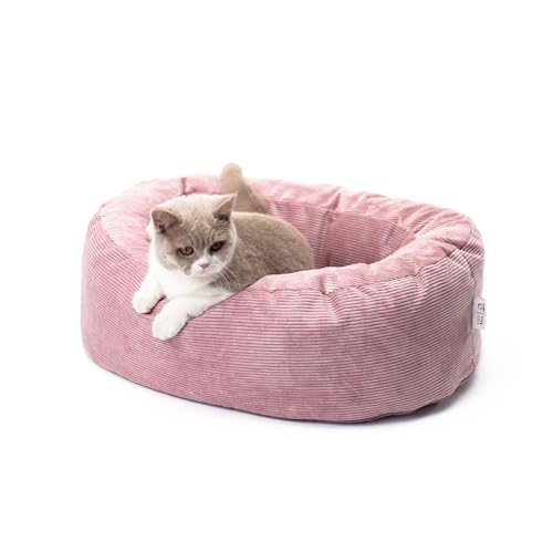 LucyBalu X Hello Kitty Dinghy Katzenbett waschbar für kleine & große Katzen | Schlafplatz | Polstermöbelqualität | Schlauchboot-Style | Cord und Canvas | Ton-in-Ton Optik | Rosa
