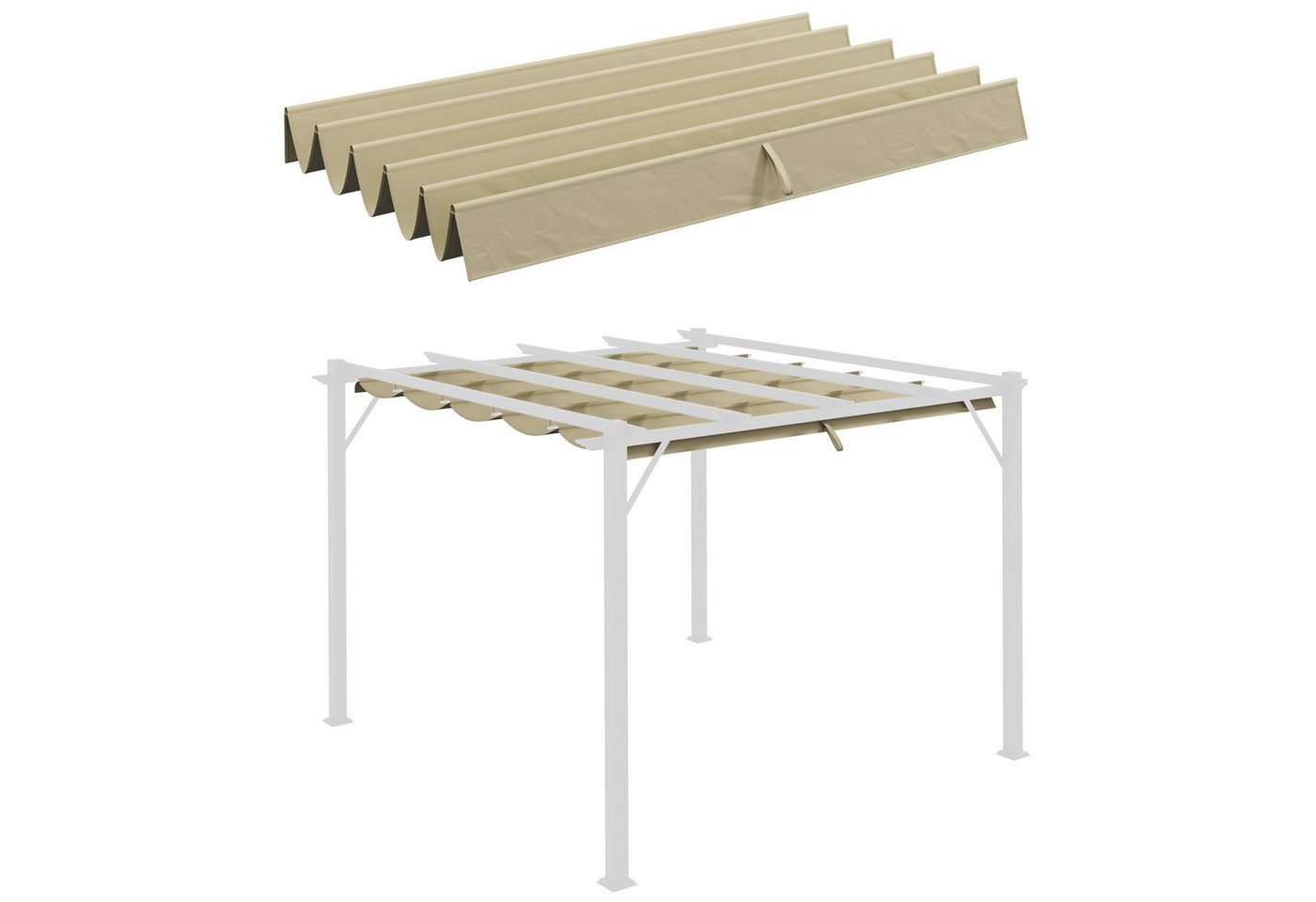 Outsunny Pavillon-Ersatzdach für 3 x 3 m Pergola mit Regenabflusslöchern, 180 g/m², 250 x 255 cm, Beige