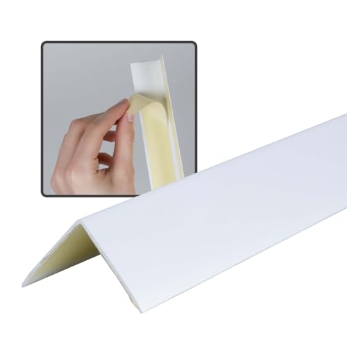 Dalsys Winkelprofil selbstklebend PVC 30x30mm, 100cm Eckschutzprofil in Weiß, hoher Kantenschutz für Wohn- und Arbeitsbereich sowie Garage