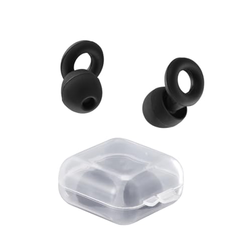 Hama Gehörschutzstöpsel, Silikon Ohrstöpsel schwarz für Lärmreduktion, wiederverwendbar mit hoher Flexibilität und Aufbewahrungsbox