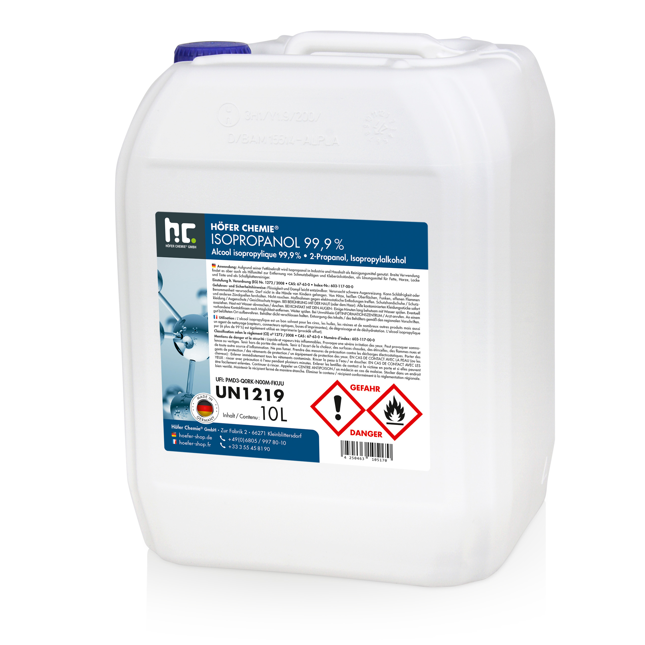 Höfer Chemie GmbH 12 x 10 Liter Isopropanol 99,9%