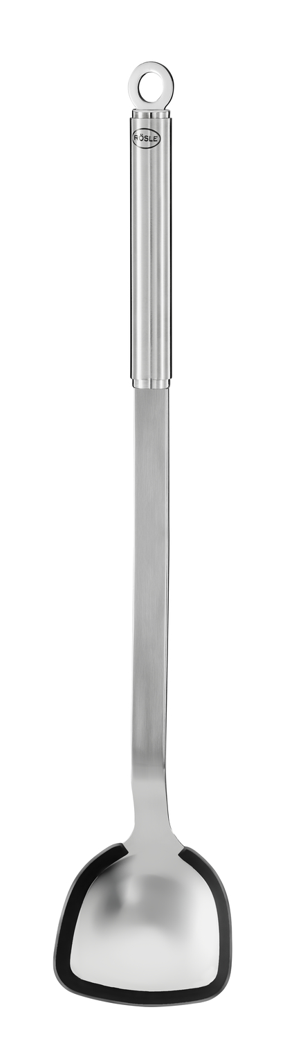 RÖSLE BBQ-Woklöffel, Hochwertiger Löffel mit Silikonrand und Rundgriff, Edelstahl 18/10, spülmaschinengeeignet, 40 cm