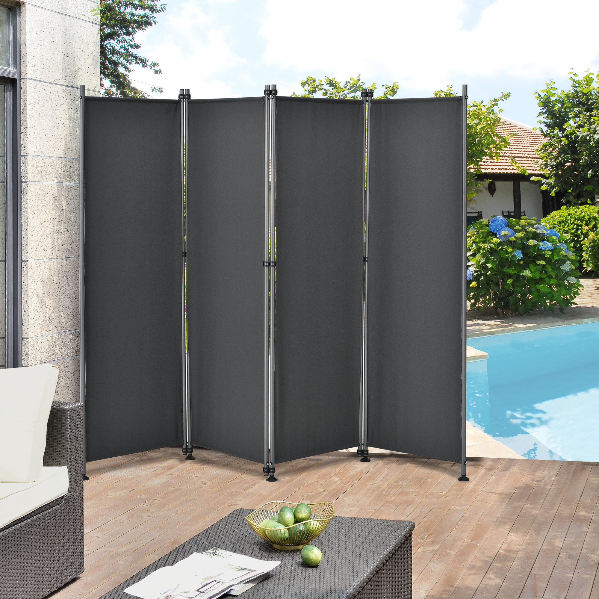 pro.tec Outdoor Trennwand 170x215cm Paravent Sichtschutz Spanische Wand Garten