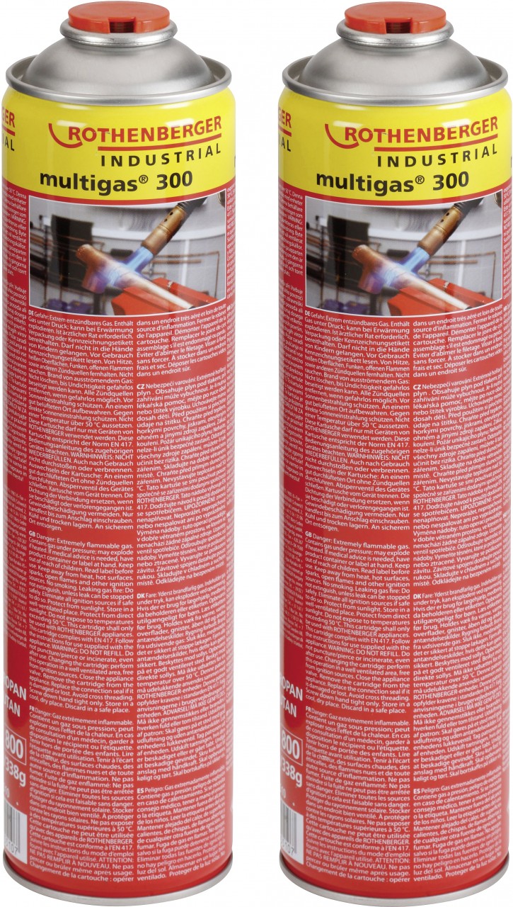 Rothenberger Multigas 300 - Duopack Vorteilspack 2x 600 ml, Anschluss: 7/16“ EU Norm - Preisvergleich