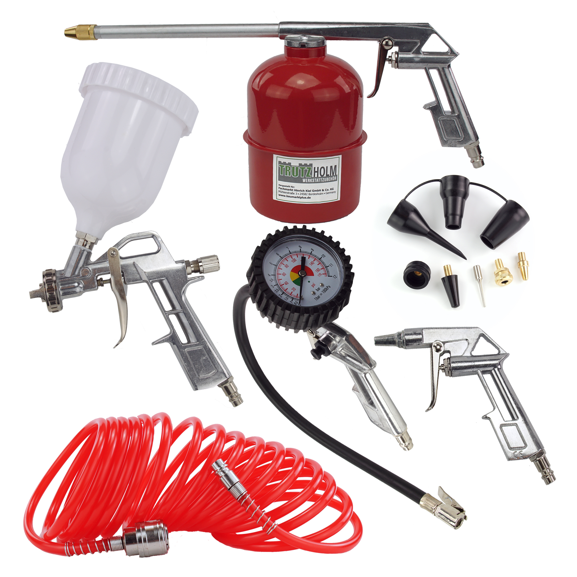 Druckluft Set 13 Teilig Reifenfüller Schlauch Ausblaspistole Farbspritzpistole Sprühpistole