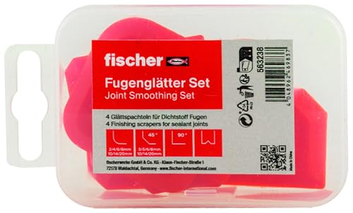 fischer Fugis, Fugenglätter-Set, 4er Set mit verschiedenen Radien und 45° Winkel, in praktischer Kunststoffbox
