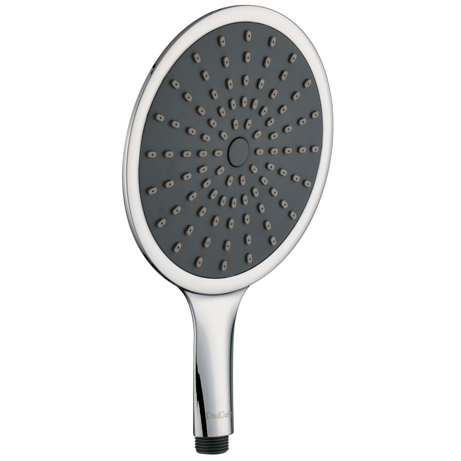 PaulGurkes Handbrause, XXL Duschkopf aus Kunststoff, verchromt, 90 Antikalkdüsen, Ø 17 cm, flach - schwarz