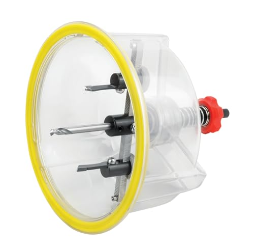 BOXTEC Hartmetall Kreisschneider BHC 125 PREMIUM, stufenlos einstellbar im Koffer mit 4 Messern, für Trockenbau, Holz, Kunststoff, Gipskarton, Durchmesser: 40-125mm, mit Schutzhaube