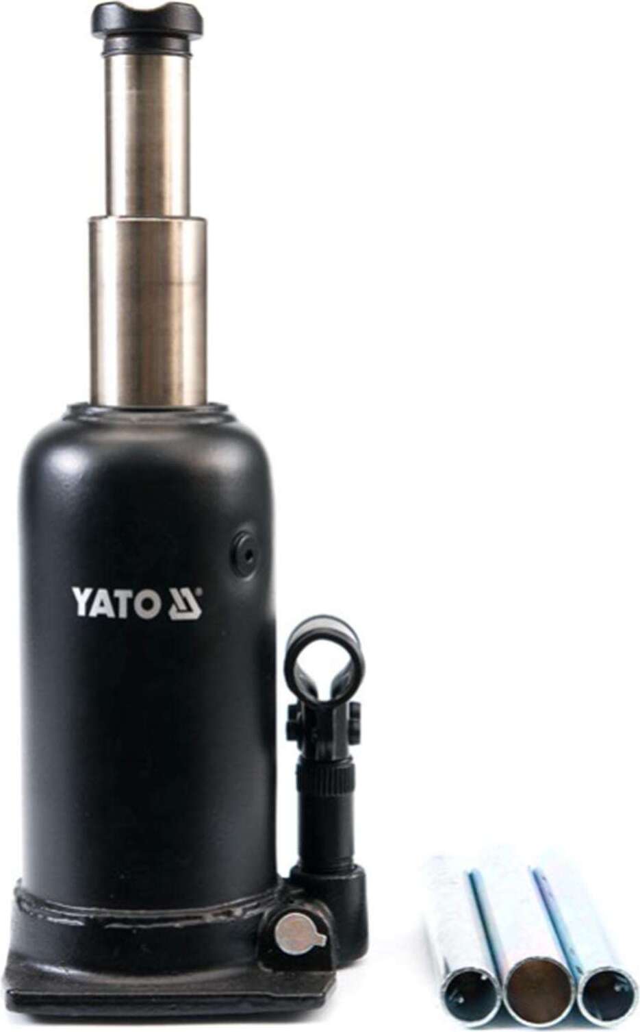 YATO Hydraulischer Wagenheber Stempelwagenheber 5T Flaschenwagenheber hydraulisch 2 Stufig, 5.000 kg Tragkraft, Stahl mit Nickel-Beschichtung