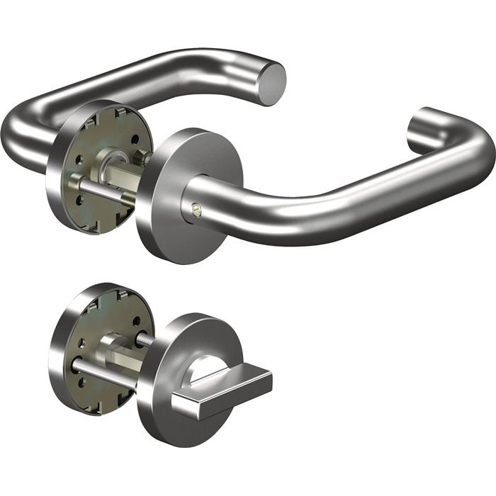 Ogro CORE8100, Türgriff + Türgarnitur aus Edelstahl mit matter Oberfläche, U-Form, für Türstärken 37-42 mm, DIN links/rechts, Klasse 4 nach DIN EN 1906