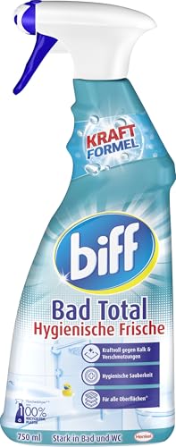 biff Bad Total Hygienische Frische Badreiniger, 750ml - entfernt 99,9 % der Bakterien und Viren, für Oberflächen im Bad & WC