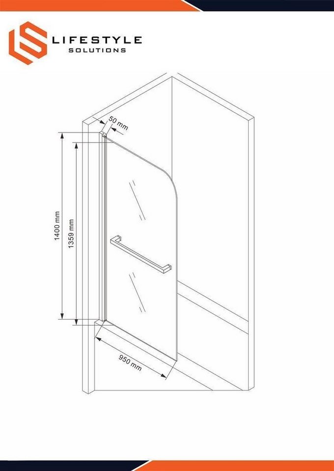Glaszentrum Hagen Badewannenaufsatz 100x140cm Duschtrennwand - Echt-Glas, pflegeleicht, schwenkbar, stabil - Badewanne - Preisvergleich