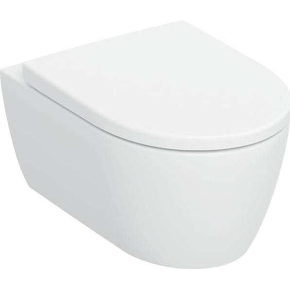 Geberit iCon Set, WC und Bidet, Wandmontage, TurboFlush-Technologie, Soft-Close-WC-Sitz, geschlossene Keramikdesign