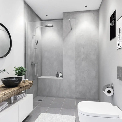 Breuer Duschrückwand Soft-Touch Beton-Optik grau 150 x 255 cm, pflegeleicht & temperaturbeständig