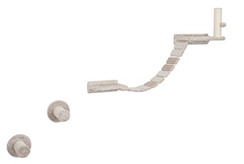 Kerbl Kletterwand „Matterhorn“ für Katzen, 6-teilig, 2x Sisalsäule horizontal / 1x Trittbrett / 1x Hängebrücke / 1x Liegebrett / 1x Sisalsäule vertikal, Bis 10 kg, Beige