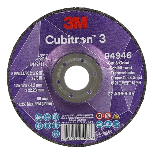 3M Cubitron 3 Cut and Grind Schruppscheibe, 94946, 36+, T27, 125 mm x 4,2 mm x 22,23 mm, EN, 10/Pack, 20 Stück/VE