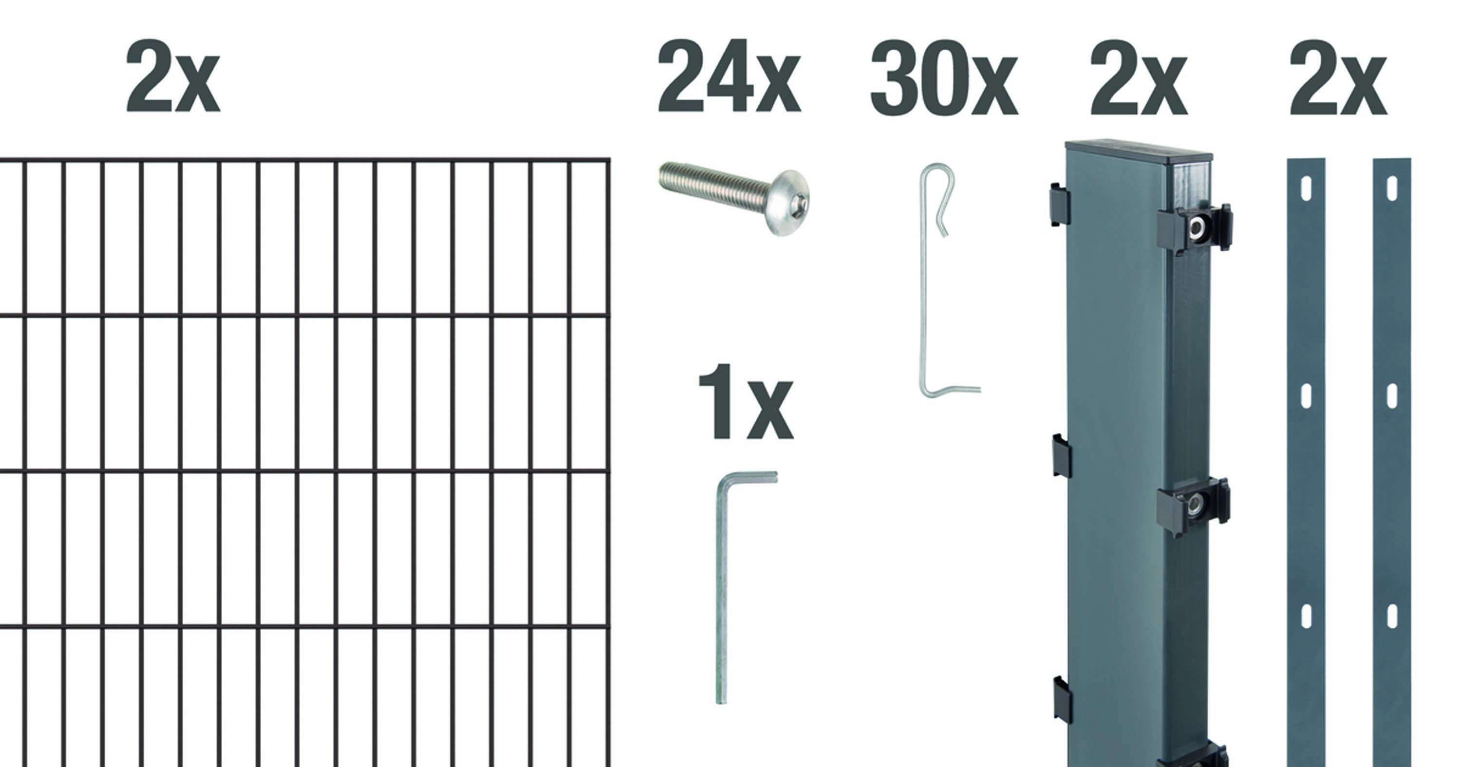 Alberts Erweiterung zu Zaungabionen Step² | zum Aufschrauben | kunststoffbeschichtet, anthrazit | Breite 200 cm | Höhe 100 cm 
(646318)