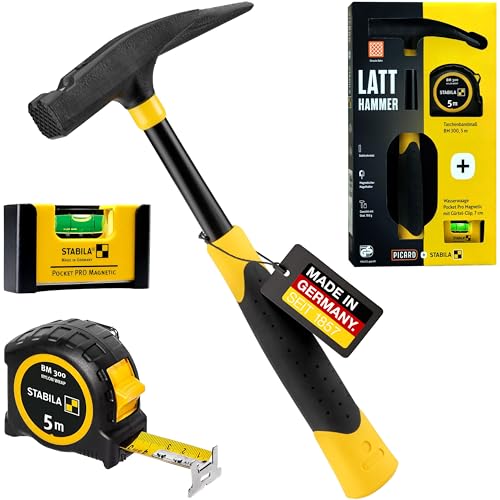 Picard Latthammer 70080, DIN 7239, Kopf aus legiertem Spezialstahl, ergonomischer Griff, magnetische Nagelhalterung, schwarz pulverlackiert