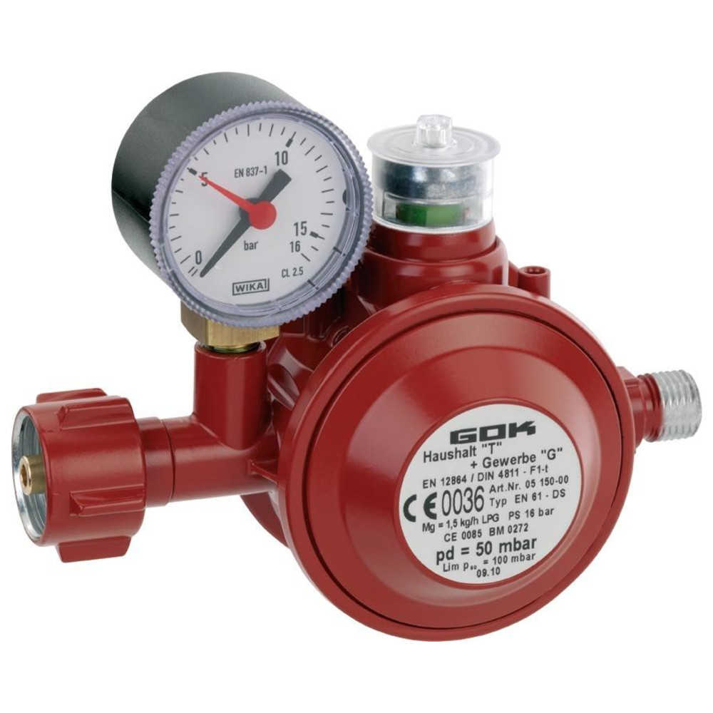 GOK Haushalt-Regler 1,5kg 50mbar 05-150 (Niederdruckregler EN61-DS und Zubehör)