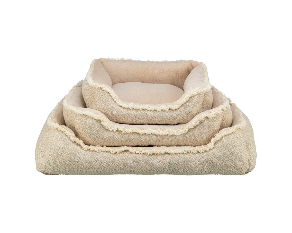 TRIXIE Tierbett Boho Beige, bequemes Hundebett mit rutschfestem Boden und abnehmbarem Bezug