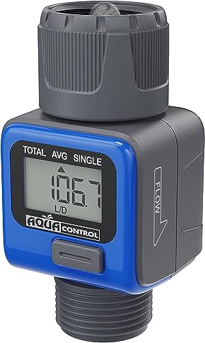 Digitaler Durchflussmesser für Wasserhahn oder Schlauch. 3/4-Zoll-Gewinde, misst Ihren Aufwand und spart Wasser, wenn Sie Ihre Pflanzen bewässern. Mit mehreren Funktionen. Knopfzelle im Lieferumfang