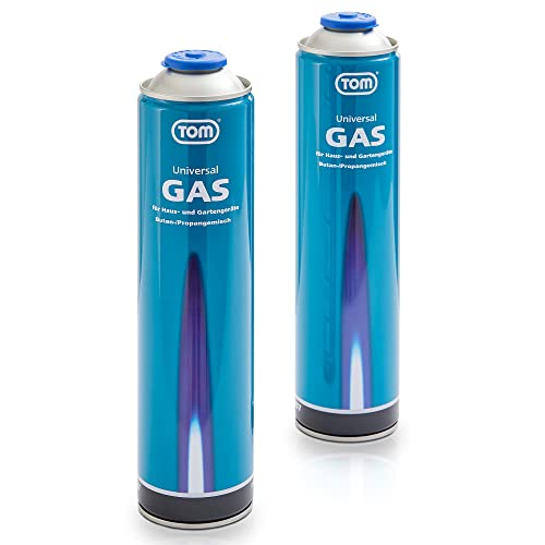 TOM LG-600, 2 x, 4 x oder 8 x 330 g Universalgas Kartuschen mit Schraubgewinde, ideal für Unkrautbrenner, Abflämmgerät und Campingkocher