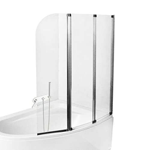 ECOLAM Badewannenabtrennung Ambition 3-teilig 139 cm Klarglas - Echtglas Faltwand mit Chrom Profilen