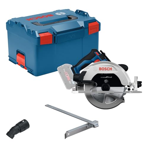 Bosch GKS18V-68-2, Akku-Kreissäge mit Gehrungsanschlag, Sägeblatt und L-BOXX 238, hohe Schnittgeschwindigkeit, KickBack Control, LED-Leuchte