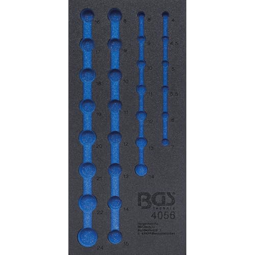 BGS TECHNIC Werkstattwageneinlage 1/3 leer für Art. 4056, Hartschaum, 32 mm hoch, 189 mm breit, 408 mm lang